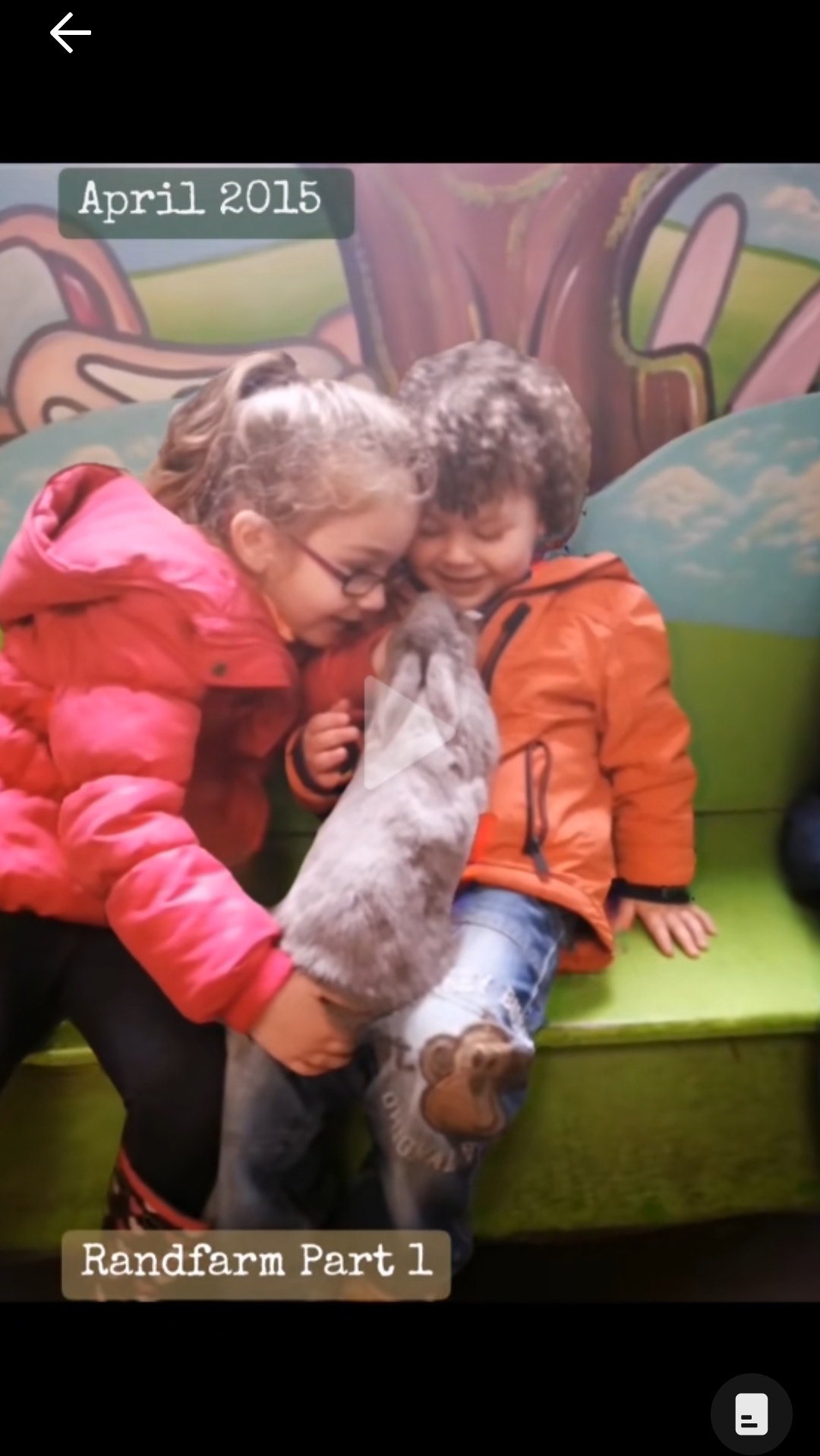 April 2015, Ayrton & Gabrielle handle & pet a big rabbit with big smiles on their faces at Randfarm park, where they went for daddy's birthday. Click to watch full clip