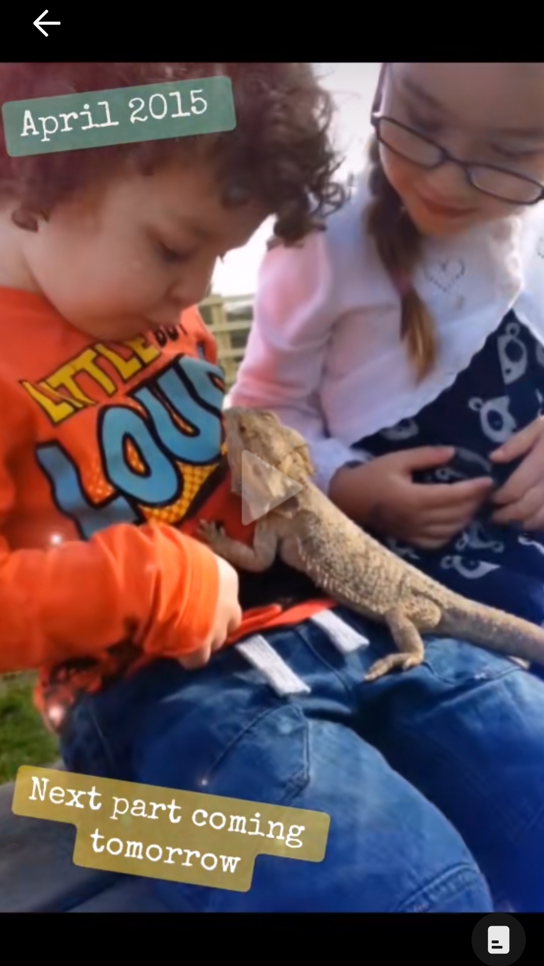 April 2015 Woodside Wildlife park for Ayrton's birthday, part 3, to make up for his birthday in February when we were kept apart. This video shows their joy handling a snake and lizard, with Gabrielle handling the snake comfortably. Also watched some trained wild birds of prey. Click to watch full clip