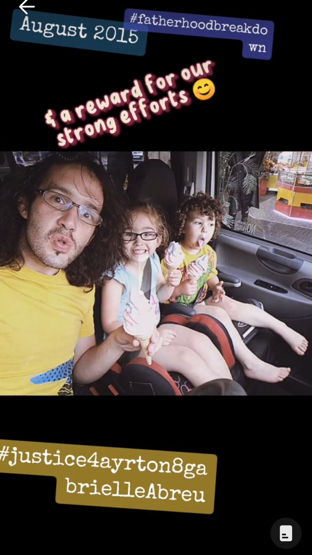 August 2015 Ayrton, Gabrielle Abreu & daddy inside his taxi eating ice cream from Mablethorpe after swimming at the beach. Click to watch full clip