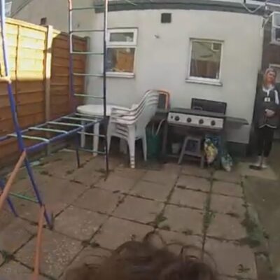 August 2017, photo of rear courtyard at daddy's house in Grimsby (2). Daddy rented this house to be a home for Ayrton, Gabrielle & daddy however, it sadly was a home to them for less than 15 months as their mother & children's services never agreed to them returning. Click watch full clip