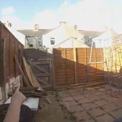 August 2017, photo of rear courtyard at daddy's house in Grimsby (1). Daddy rented this house to be a home for Ayrton, Gabrielle & daddy however, it sadly was a home to them for less than 15 months as their mother & children's services never agreed to them returning. Click watch full clip