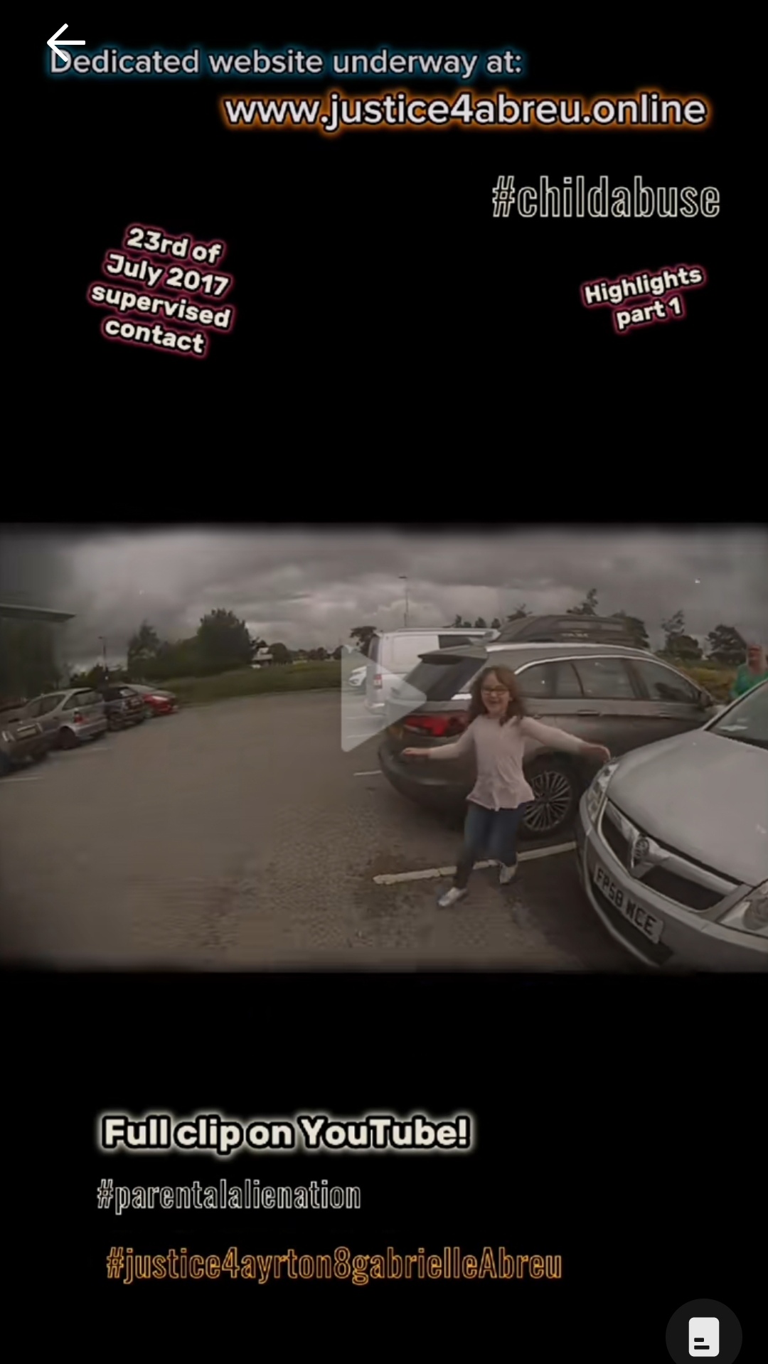 2017-07-23 photo of Gabrielle Abreu excited running towards daddy outside Parkway cinema in Cleethorpes. This photo is linked to its clip